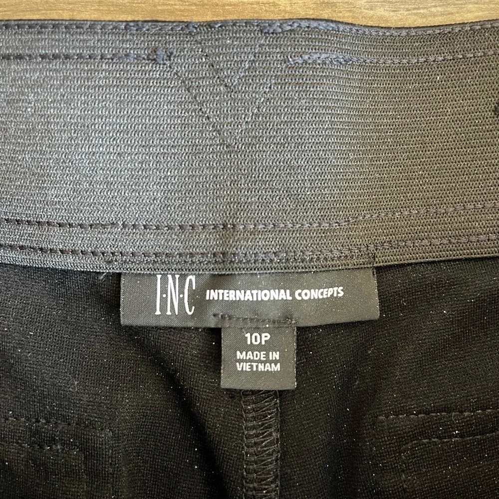 INC International Concepts Women’s Stretch Ponte Pant Black 10 Petite Straight